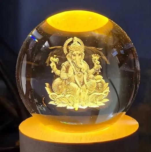 Ganesh Ji 3D Crystal Ball LED Night Lamp
