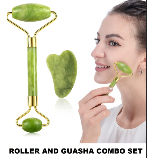 Jade Face Roller & Gua Sha Tool – Skincare Set