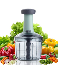 Manual Hand Push Vegetable Chopper – Multi-Blade Food Cutter