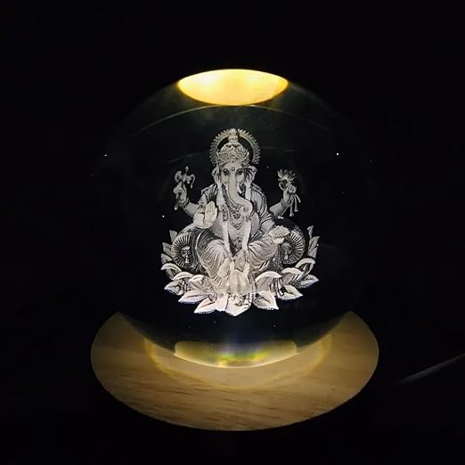 Ganesh Ji 3D Crystal Ball LED Night Lamp