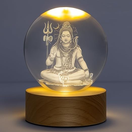Shiv Ji 3D Crystal Ball LED Night Lamp