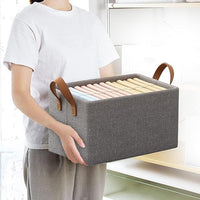 Foldable Clothes Storage Organizer – Metal Frame Fabric Basket with Handles